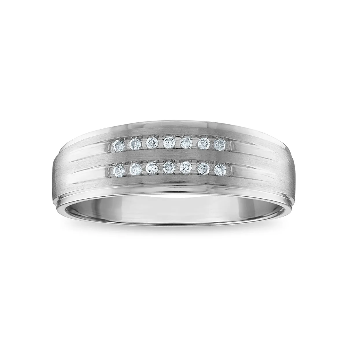 1/10 CTW Diamond Wedding Double Row Ring in 10KT White Gold