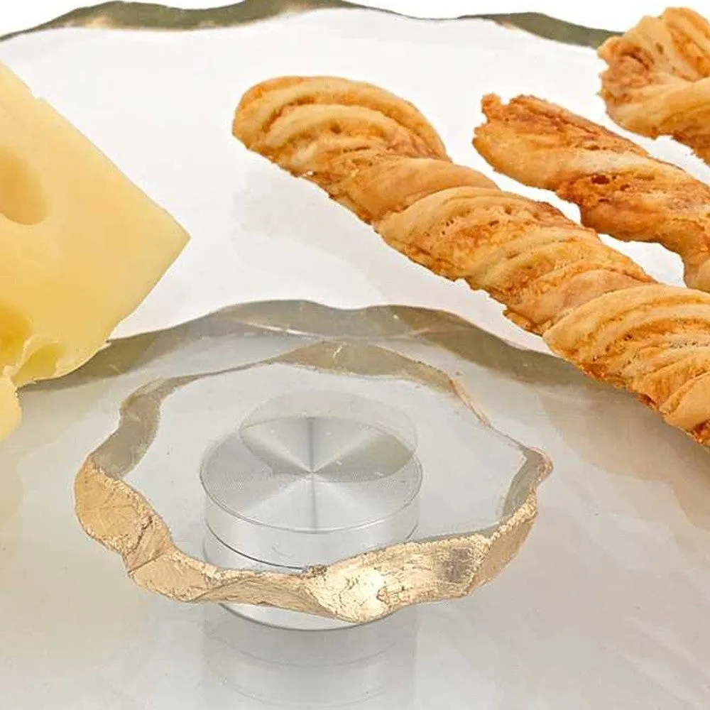 13 Hand Decorated Chiseled Edge Gold Leaf Turning Platter By Homeroots