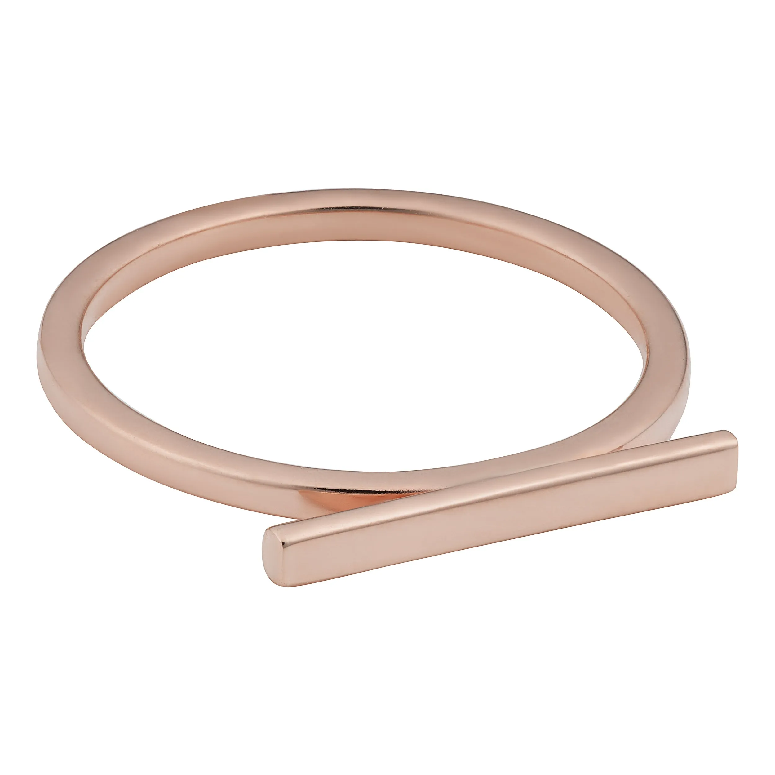 14k Rose Gold 2mm Horizontal Bar Ring