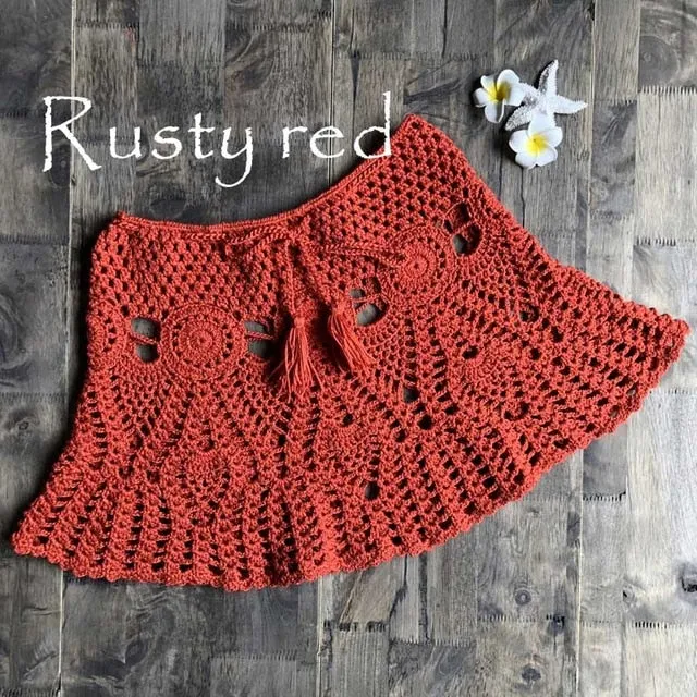 2021 New!! Women's Sexy Crochet Beach Slim Mini Skirts Size One Size