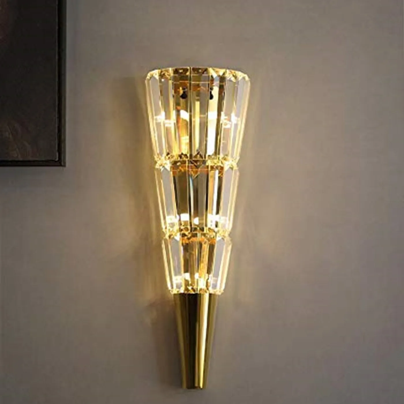 20W MODEL 7 LED CRYSTAL MASHAL MODERN GOLD METAL WALL LIGHT FOR DRAWING ROOM
