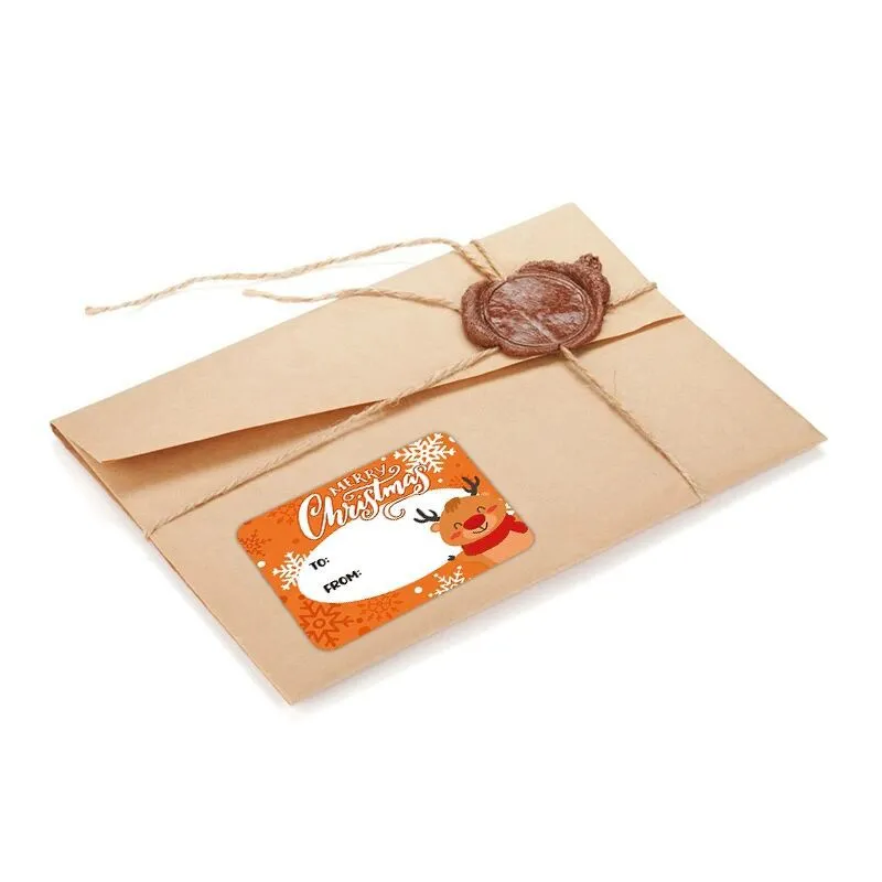 250PCs 6 Designs Square Merry Christmas Christmas Label Gift Stickers tape