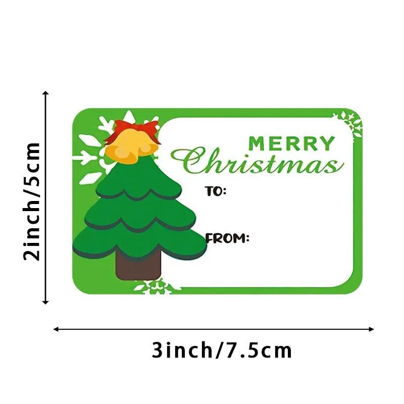 250PCs 6 Designs Square Merry Christmas Christmas Label Gift Stickers tape