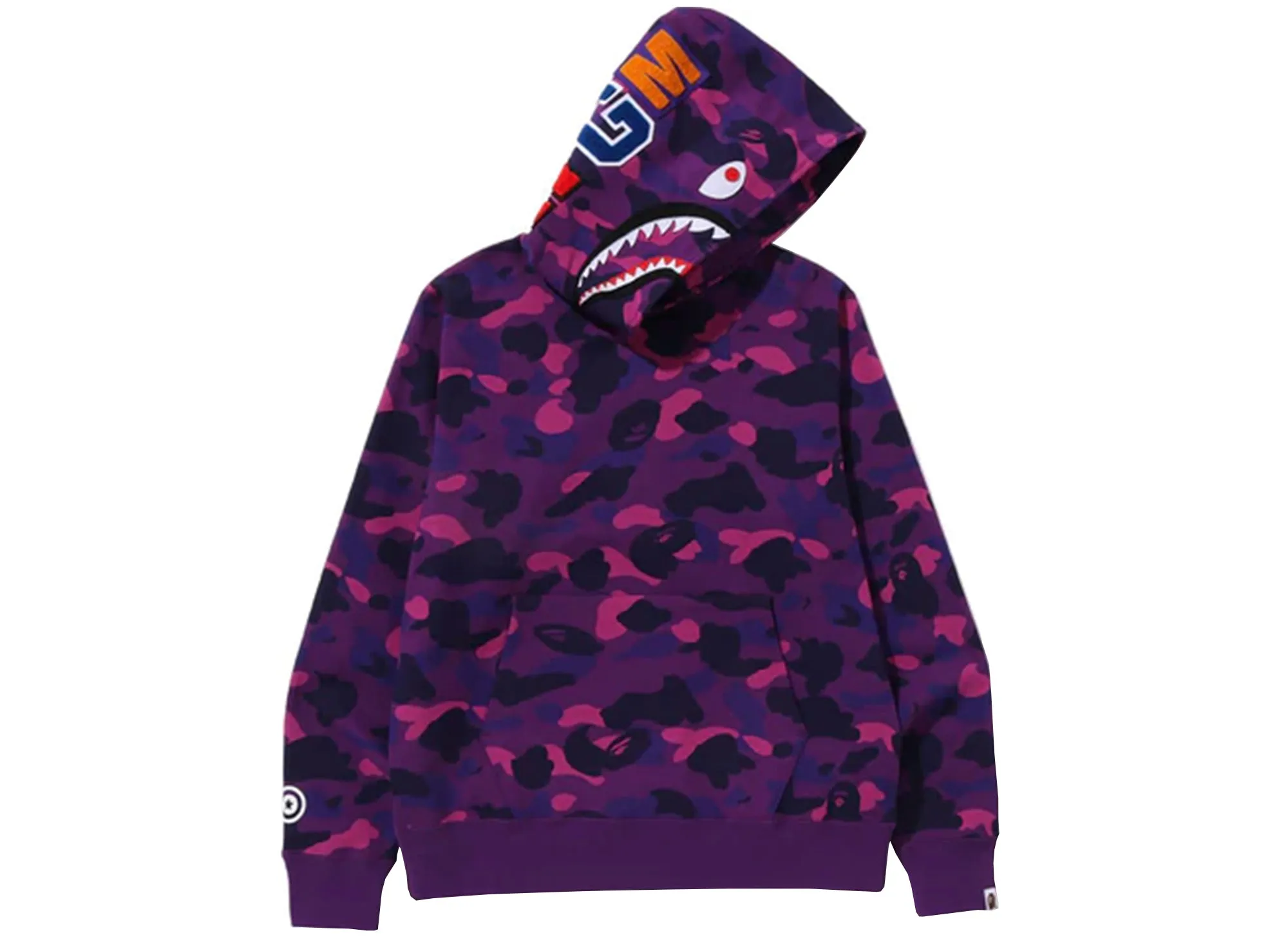 A Bathing Ape Color Camo Shark Pullover Hoodie in Purple