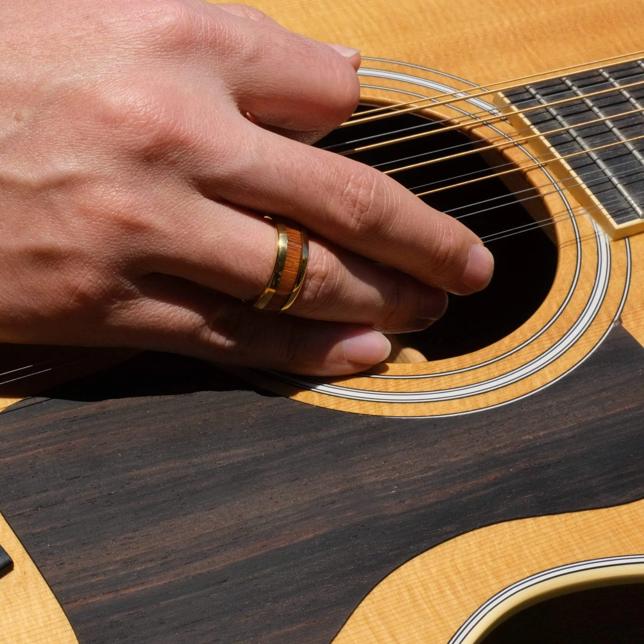 AAA Curly Hawaiian Koa | Tungsten Carbide Ring 8mm