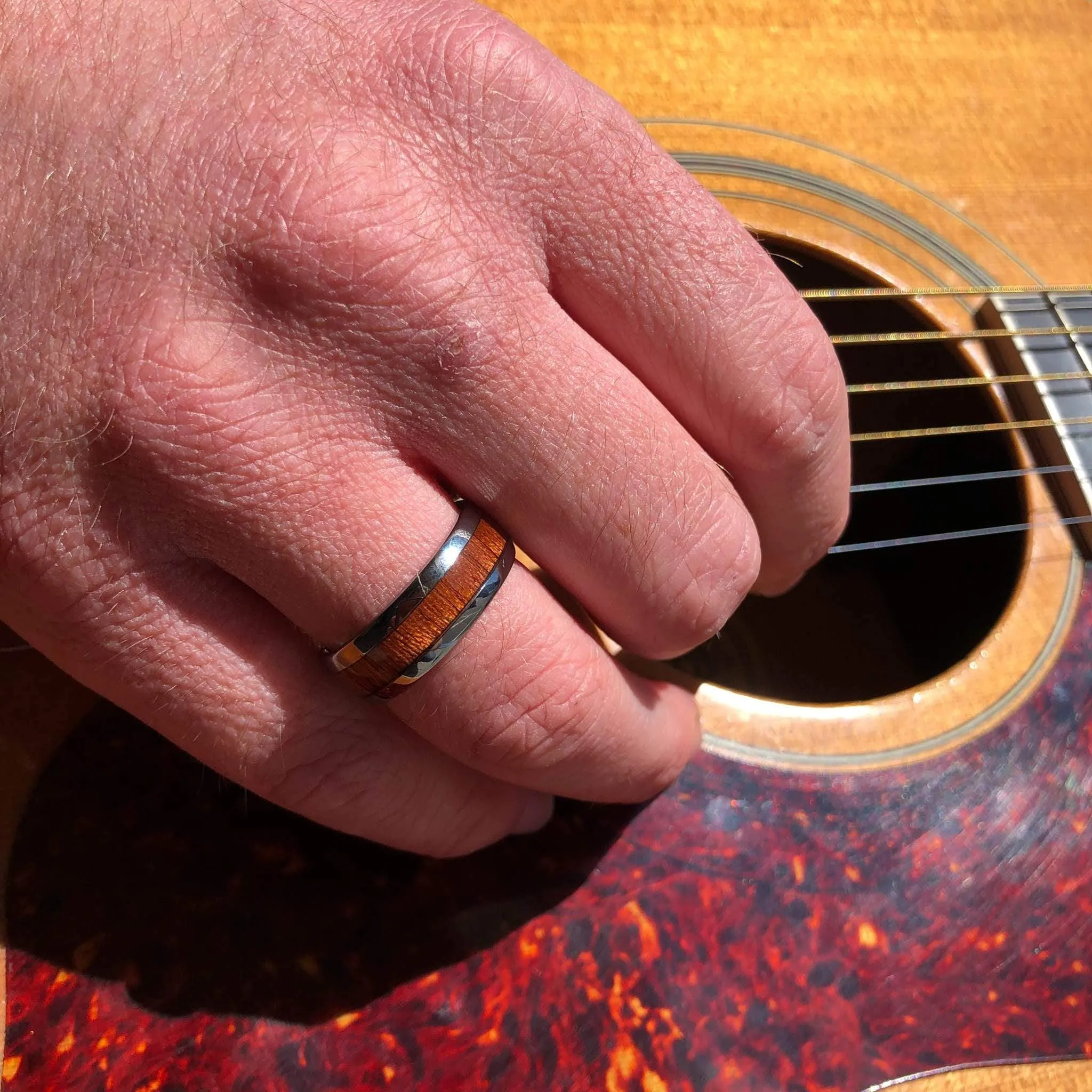 AAA Curly Hawaiian Koa | Tungsten Carbide Ring 8mm