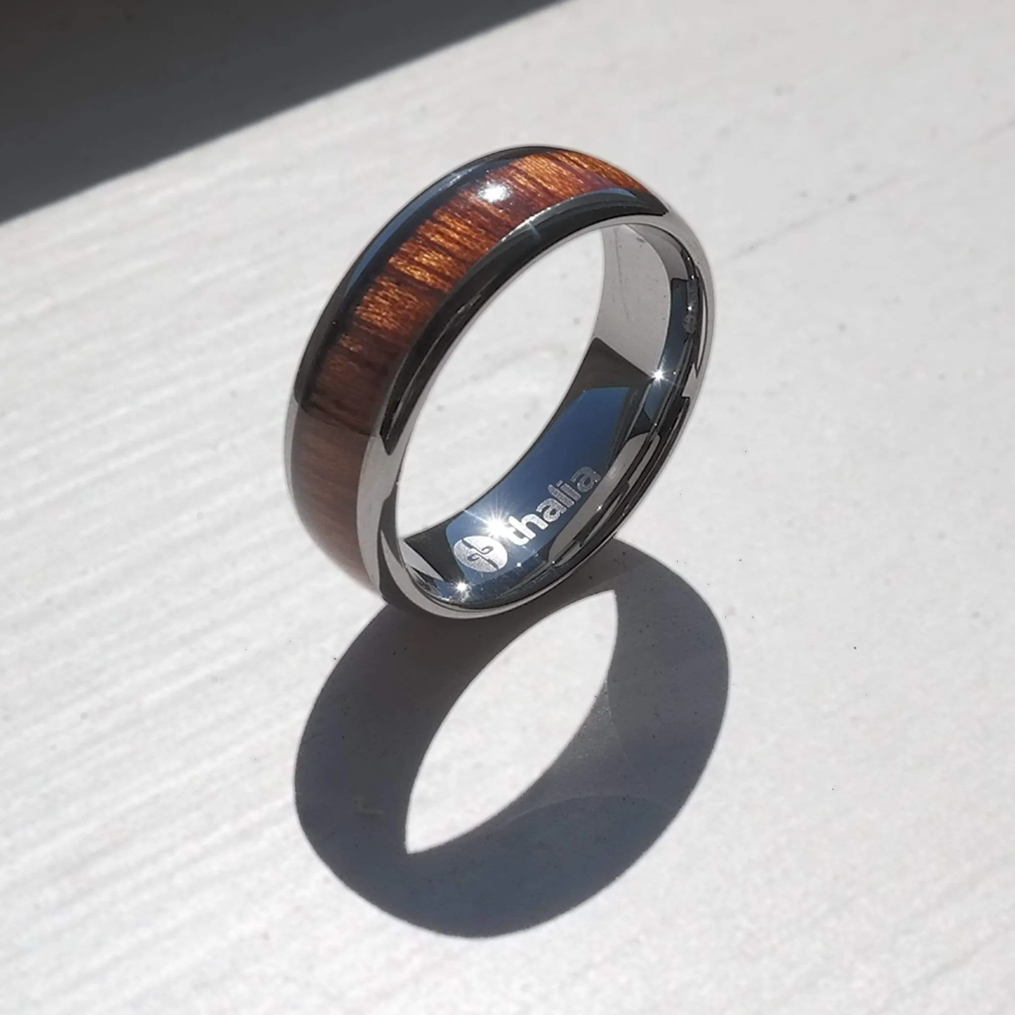 AAA Curly Hawaiian Koa | Tungsten Carbide Ring 8mm