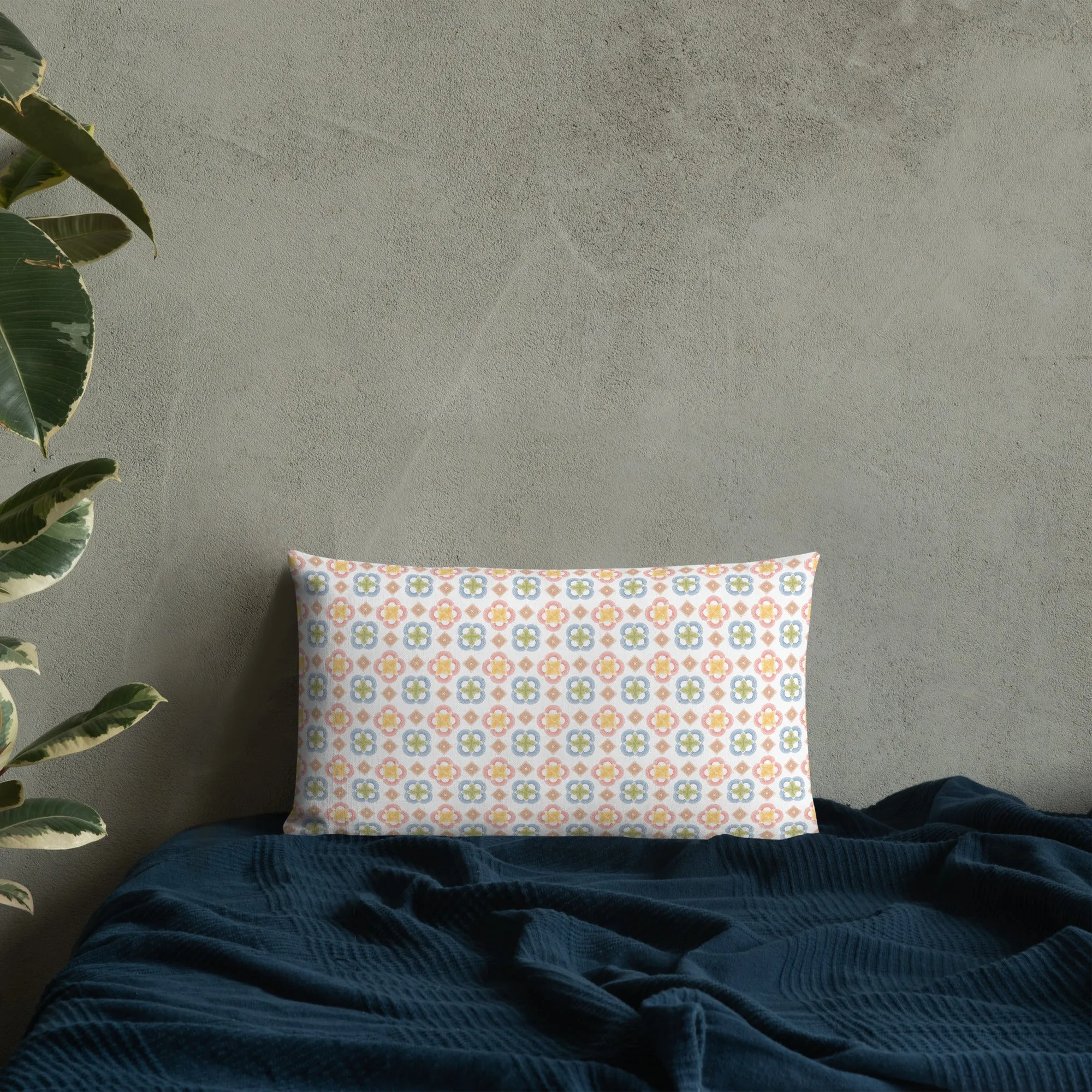 Arc series Yellow and Gold on white Premium Pillow - 2 sided
