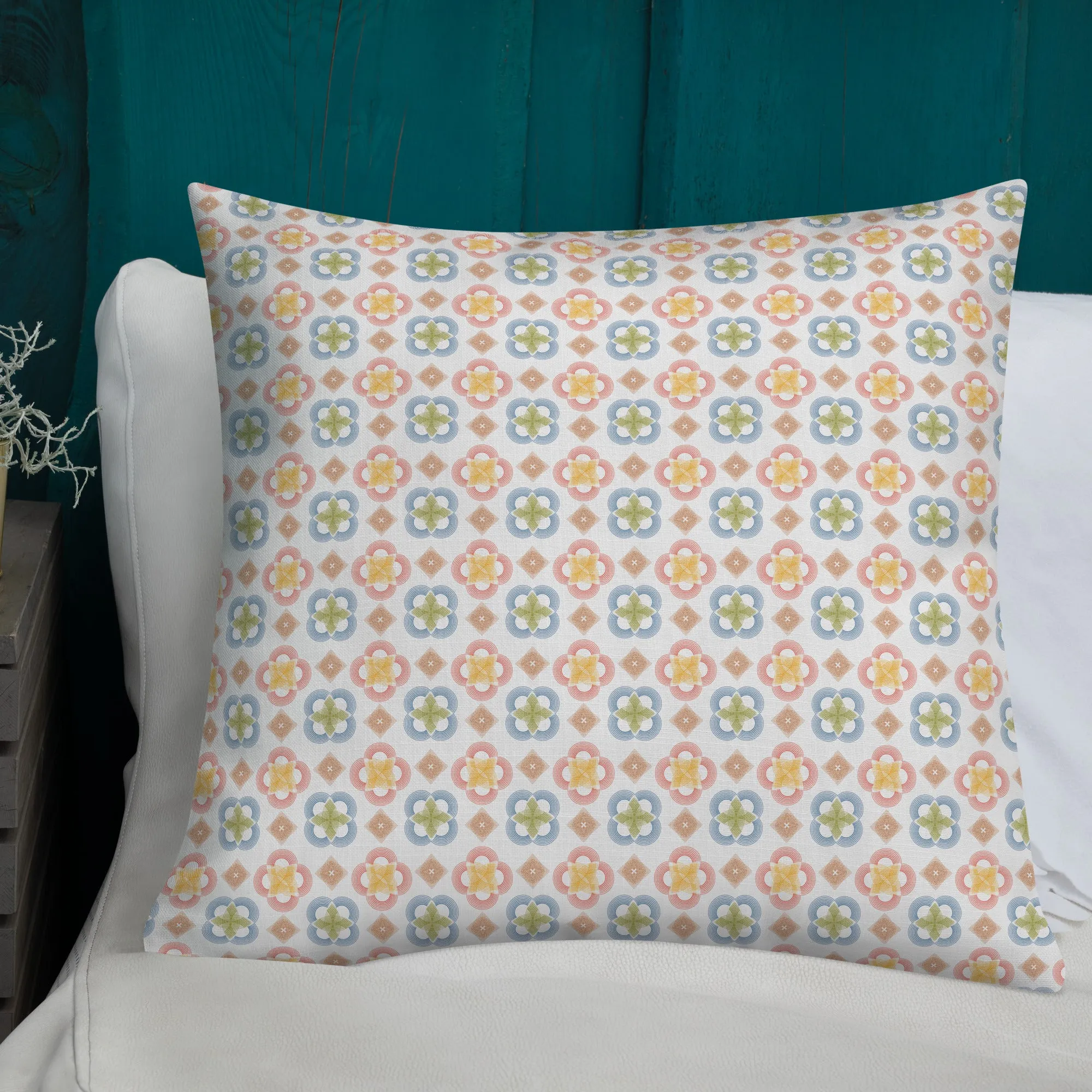 Arc series Yellow and Gold on white Premium Pillow - 2 sided