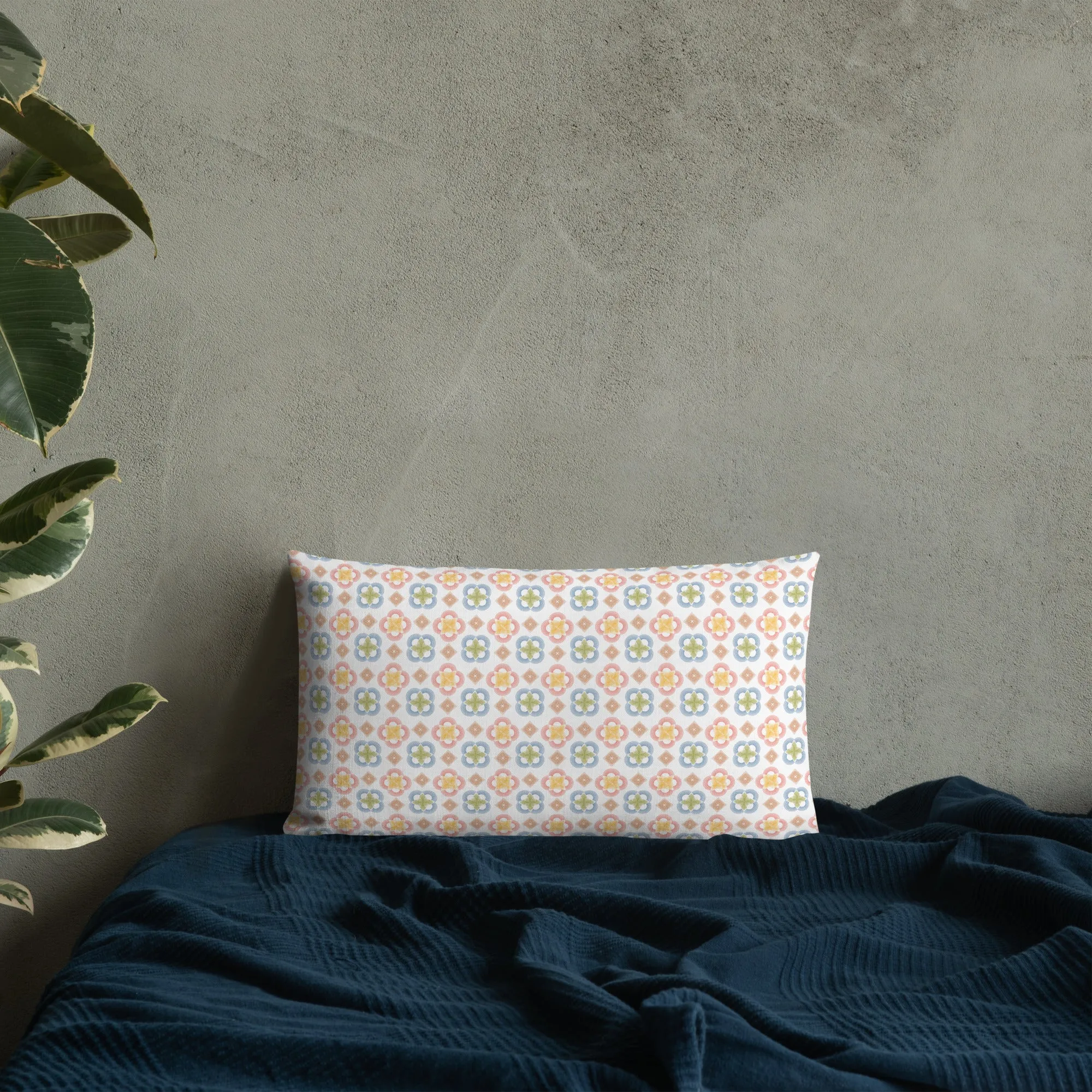 Arc series Yellow and Gold on white Premium Pillow - 2 sided