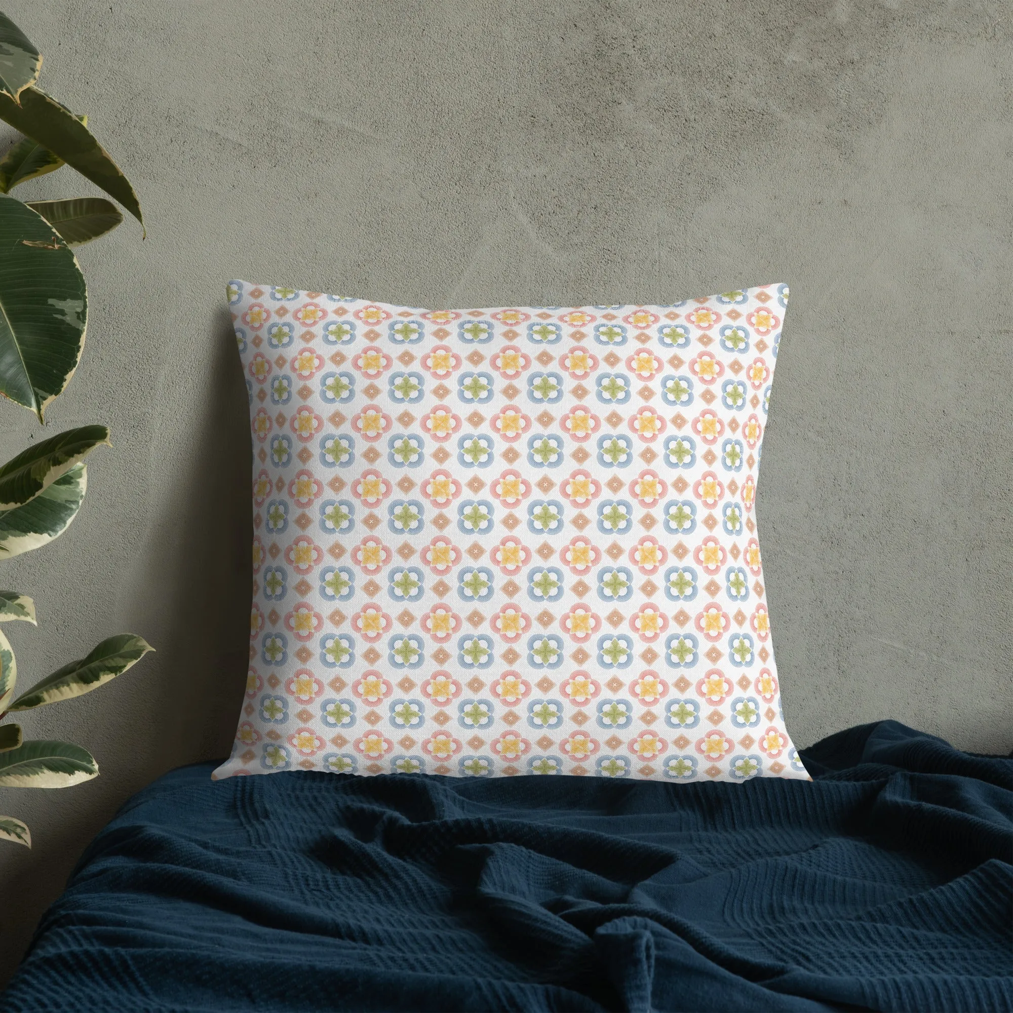 Arc series Yellow and Gold on white Premium Pillow - 2 sided