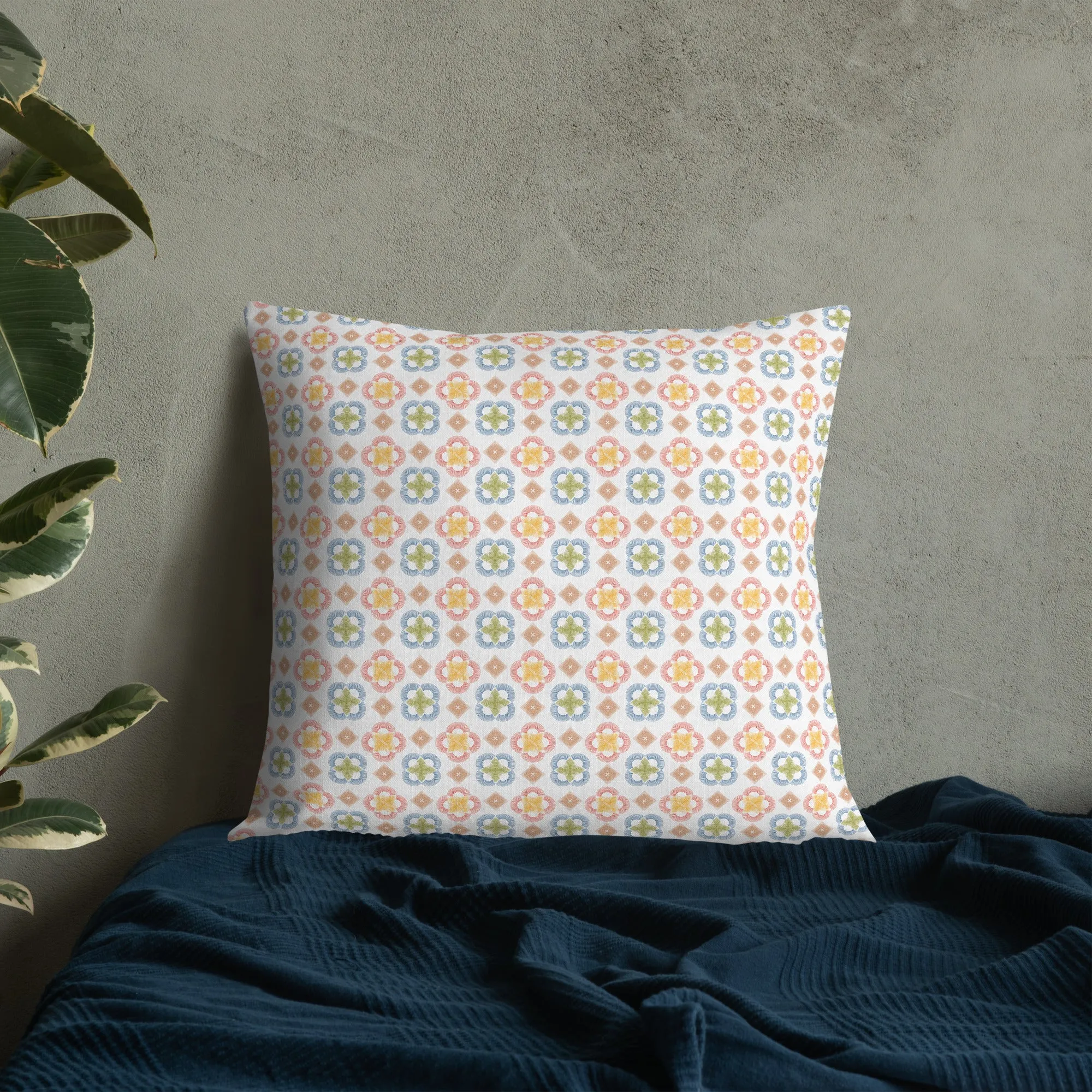Arc series Yellow and Gold on white Premium Pillow - 2 sided