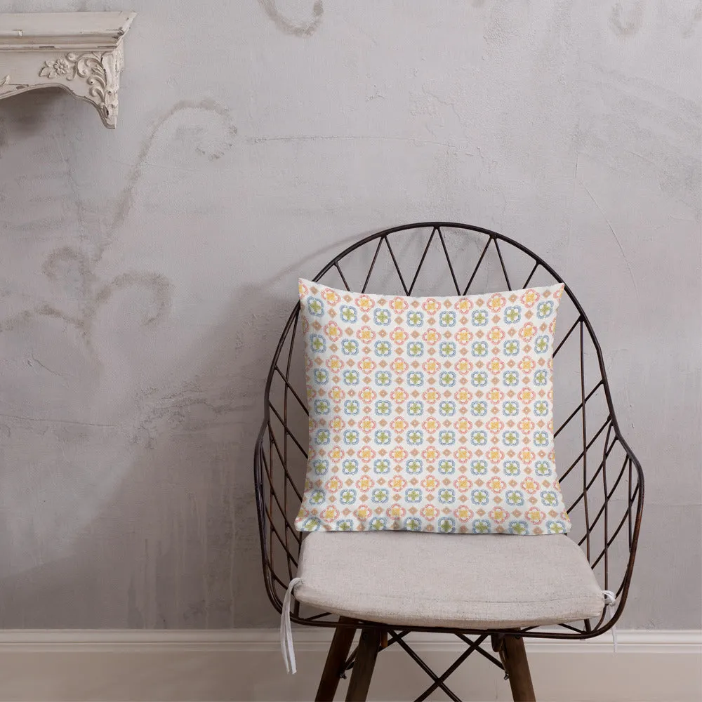 Arc series Yellow and Gold on white Premium Pillow - 2 sided