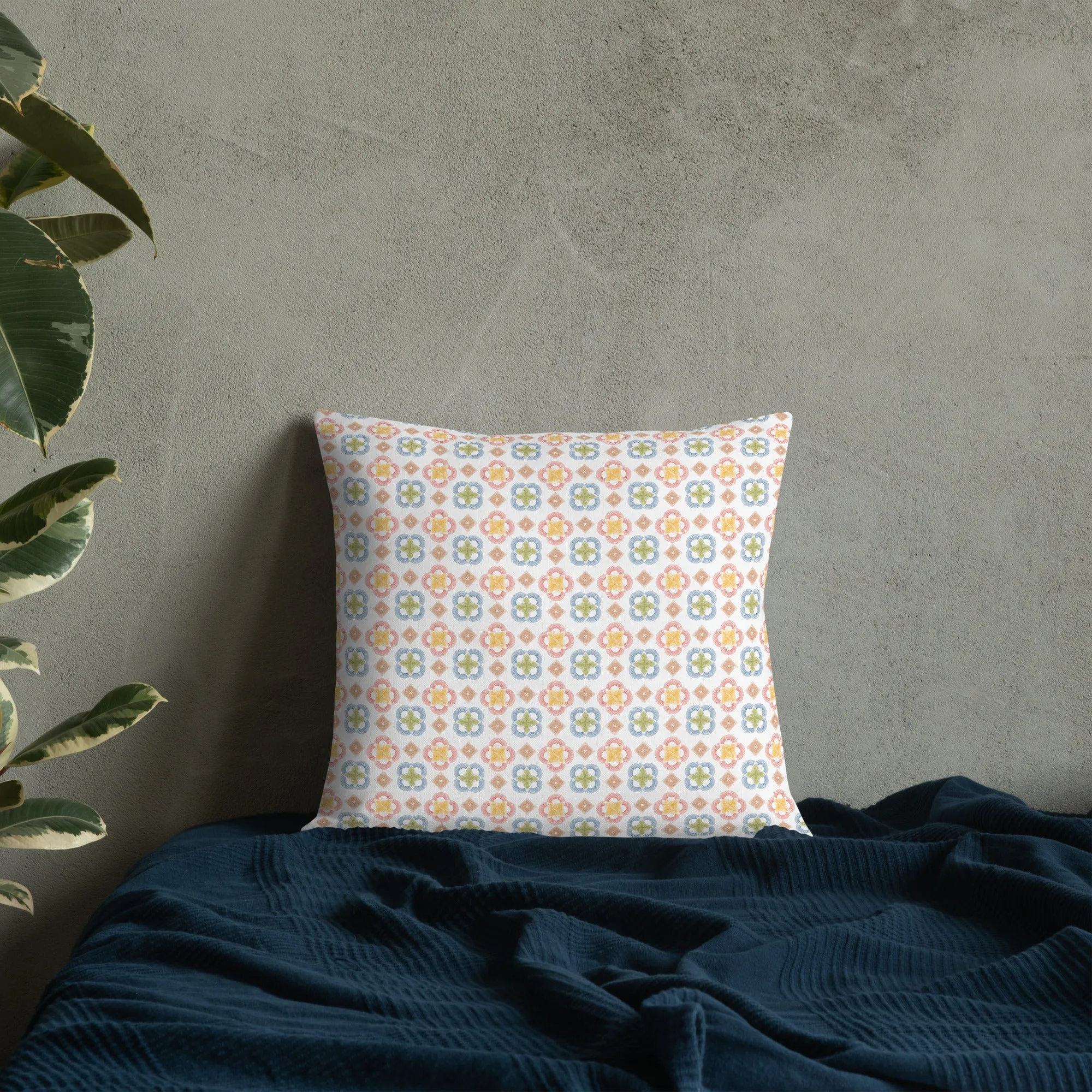 Arc series Yellow and Gold on white Premium Pillow - 2 sided