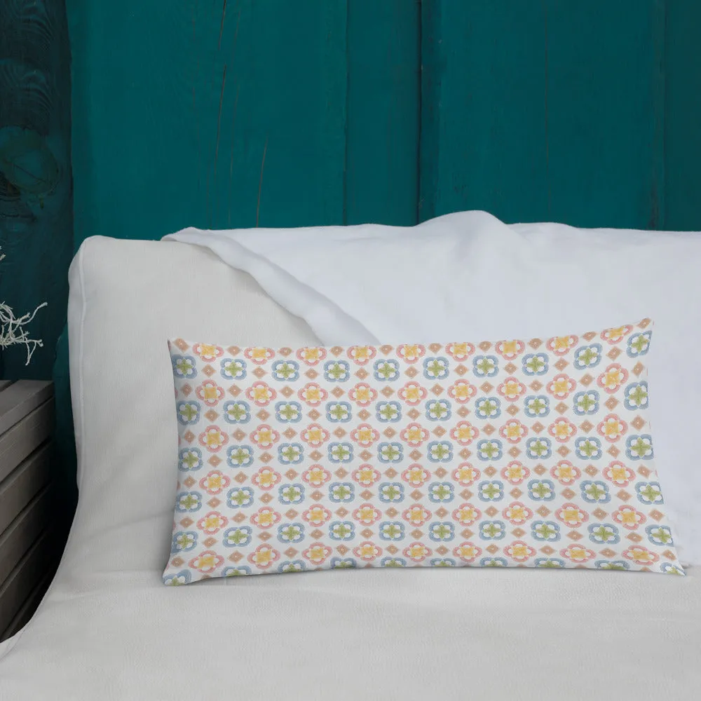 Arc series Yellow and Gold on white Premium Pillow - 2 sided