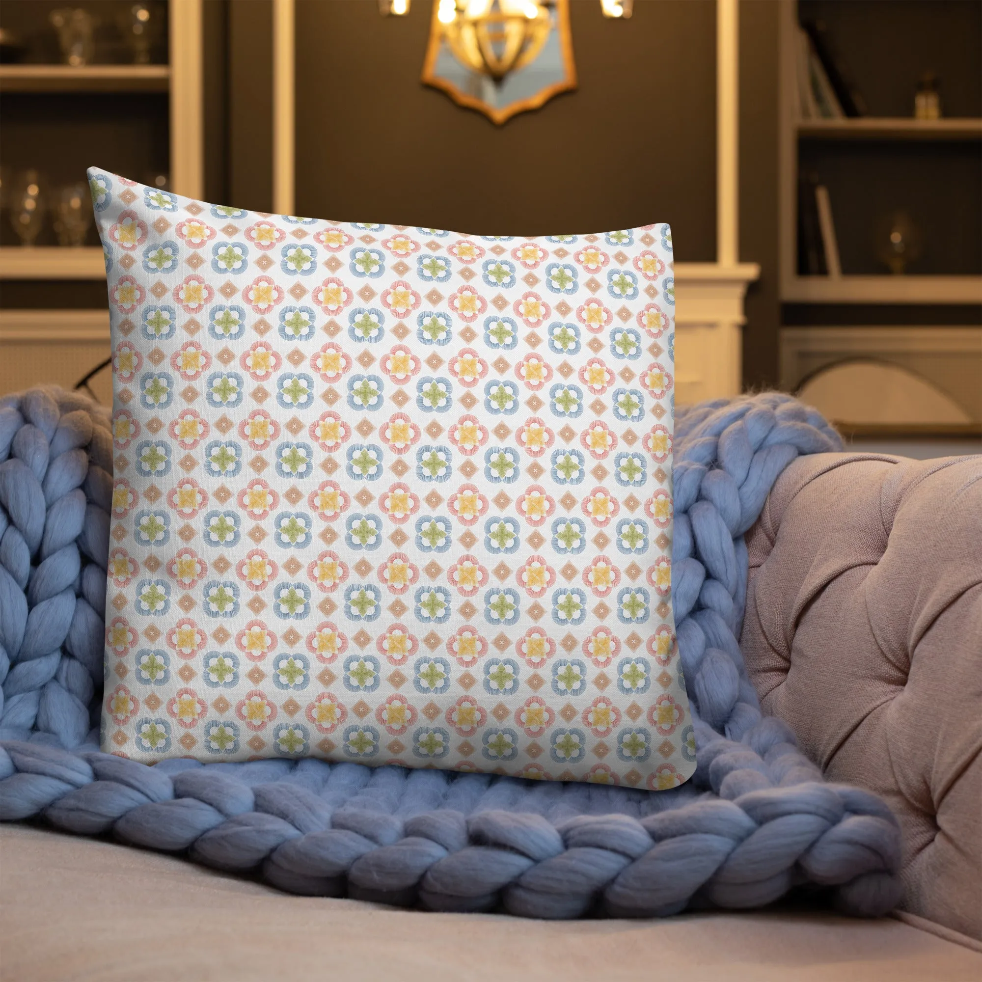 Arc series Yellow and Gold on white Premium Pillow - 2 sided