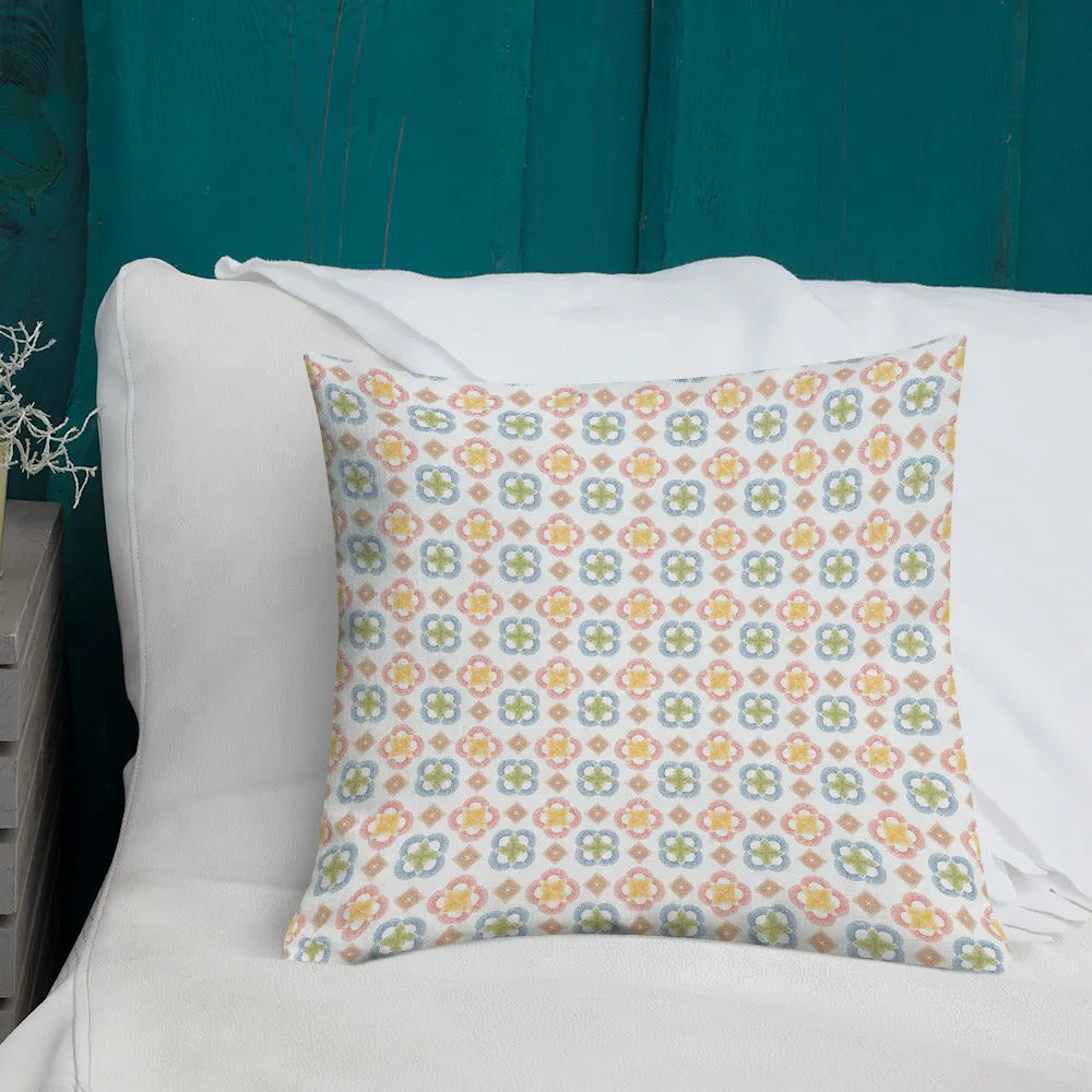 Arc series Yellow and Gold on white Premium Pillow - 2 sided