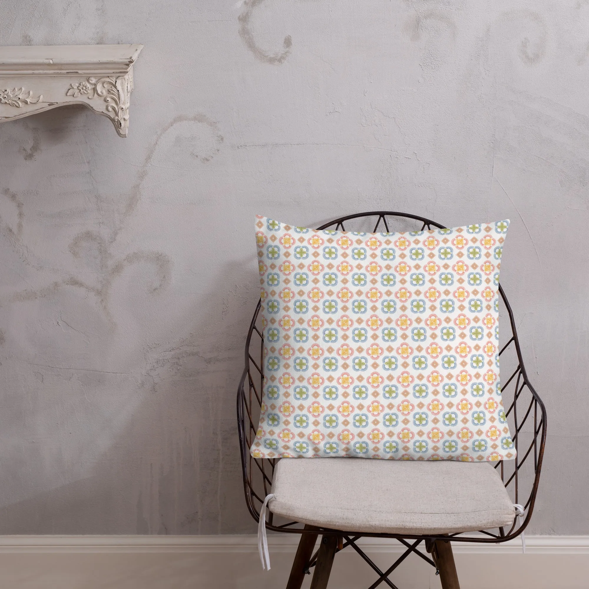 Arc series Yellow and Gold on white Premium Pillow - 2 sided