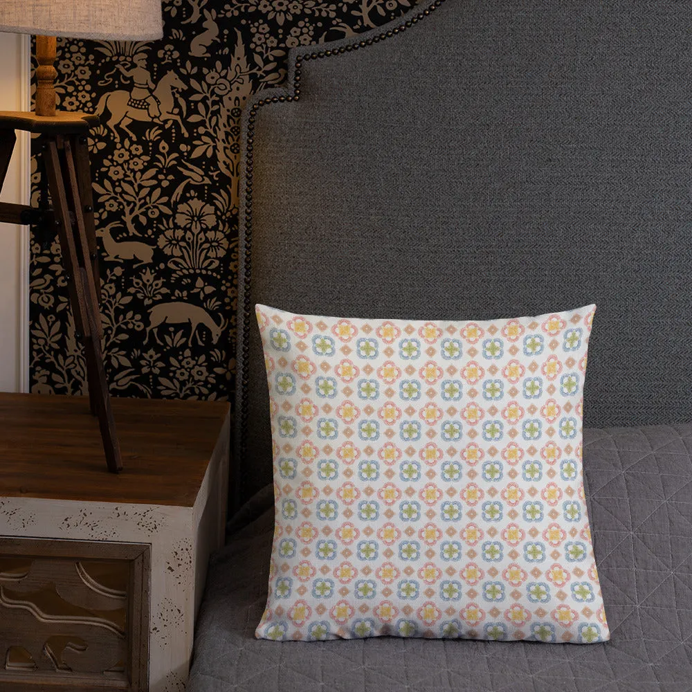 Arc series Yellow and Gold on white Premium Pillow - 2 sided