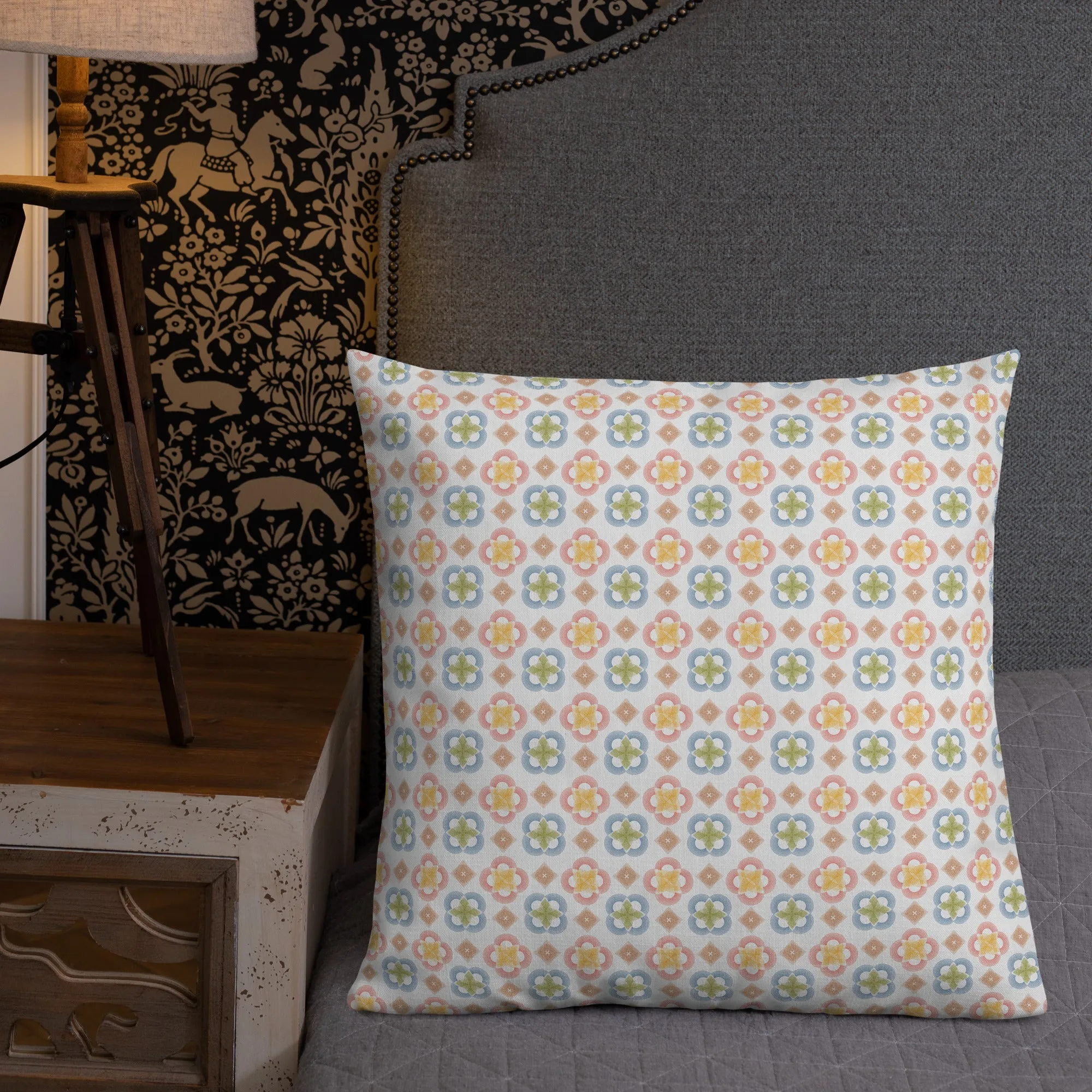 Arc series Yellow and Gold on white Premium Pillow - 2 sided