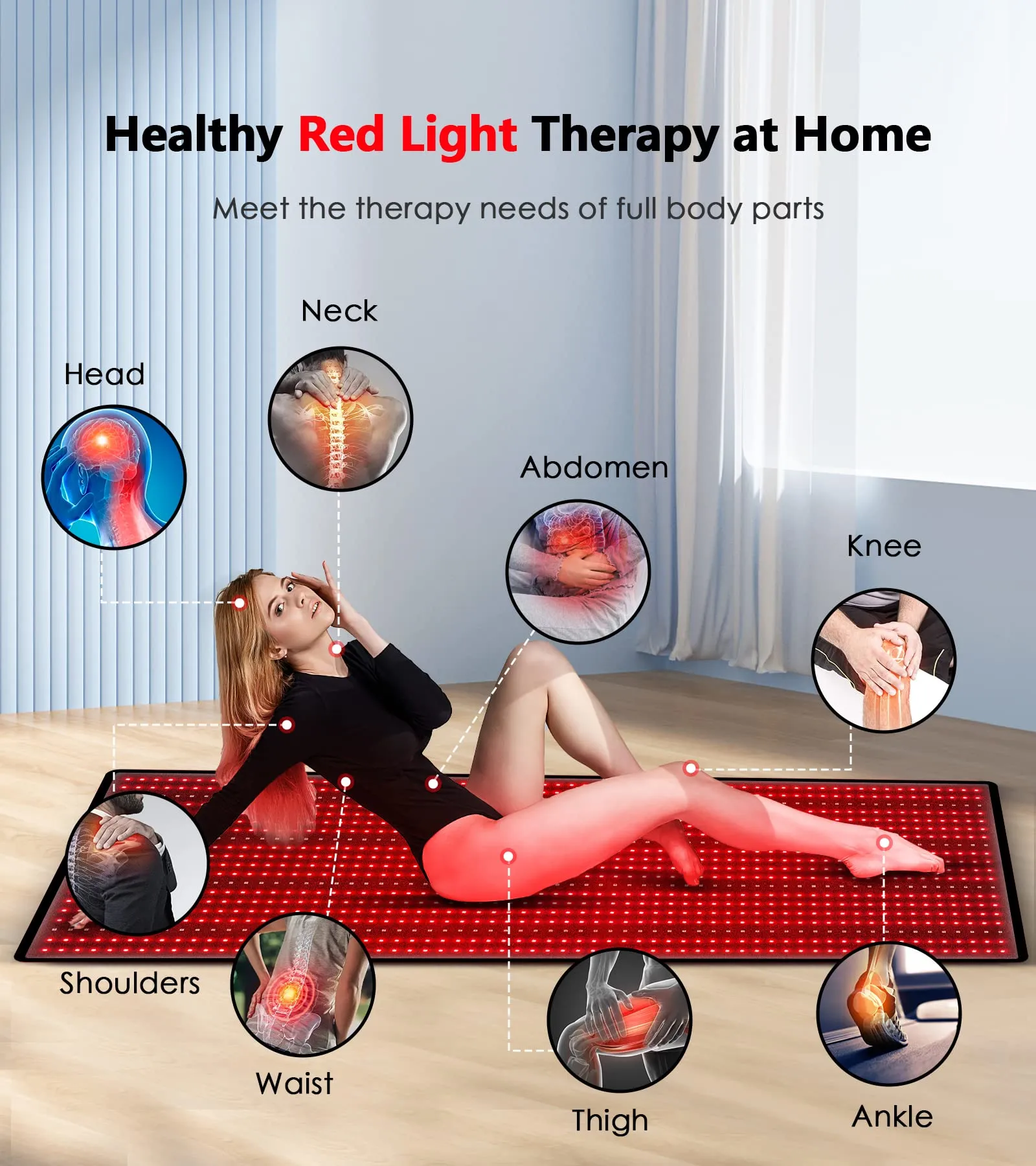 Astarexin Red Light Therapy Mat - 1280PCS LED 71''×31'' Large Red & Infrared Light Therapy Device Pad with Red Light 660nm and Near-Infrared Light 850nm for Full Body Pain Relief