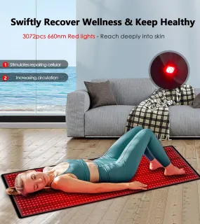 Astarexin Red Light Therapy Mat - 1280PCS LED 71''×31'' Large Red & Infrared Light Therapy Device Pad with Red Light 660nm and Near-Infrared Light 850nm for Full Body Pain Relief