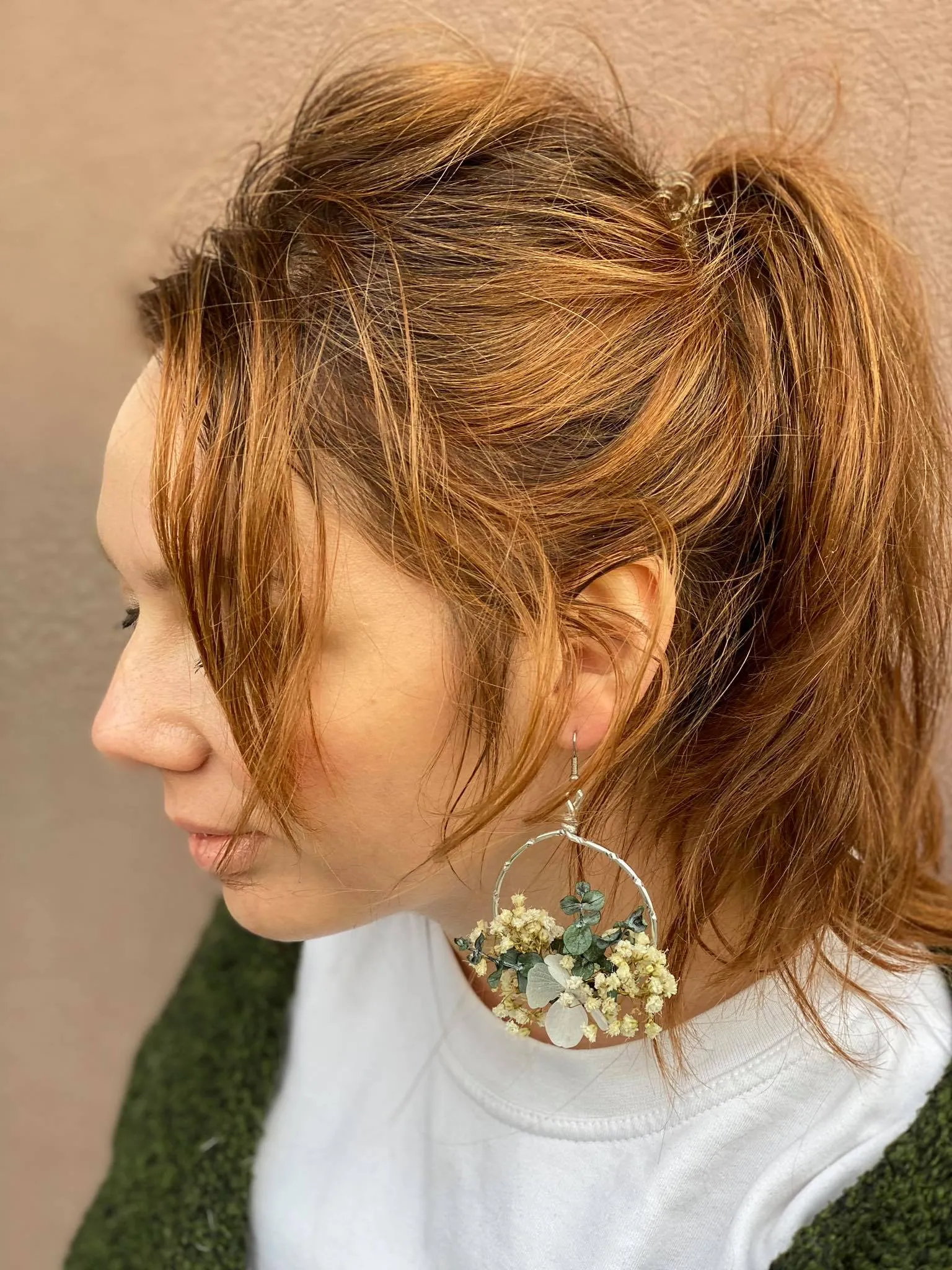Baby's breath circle dangle earrings