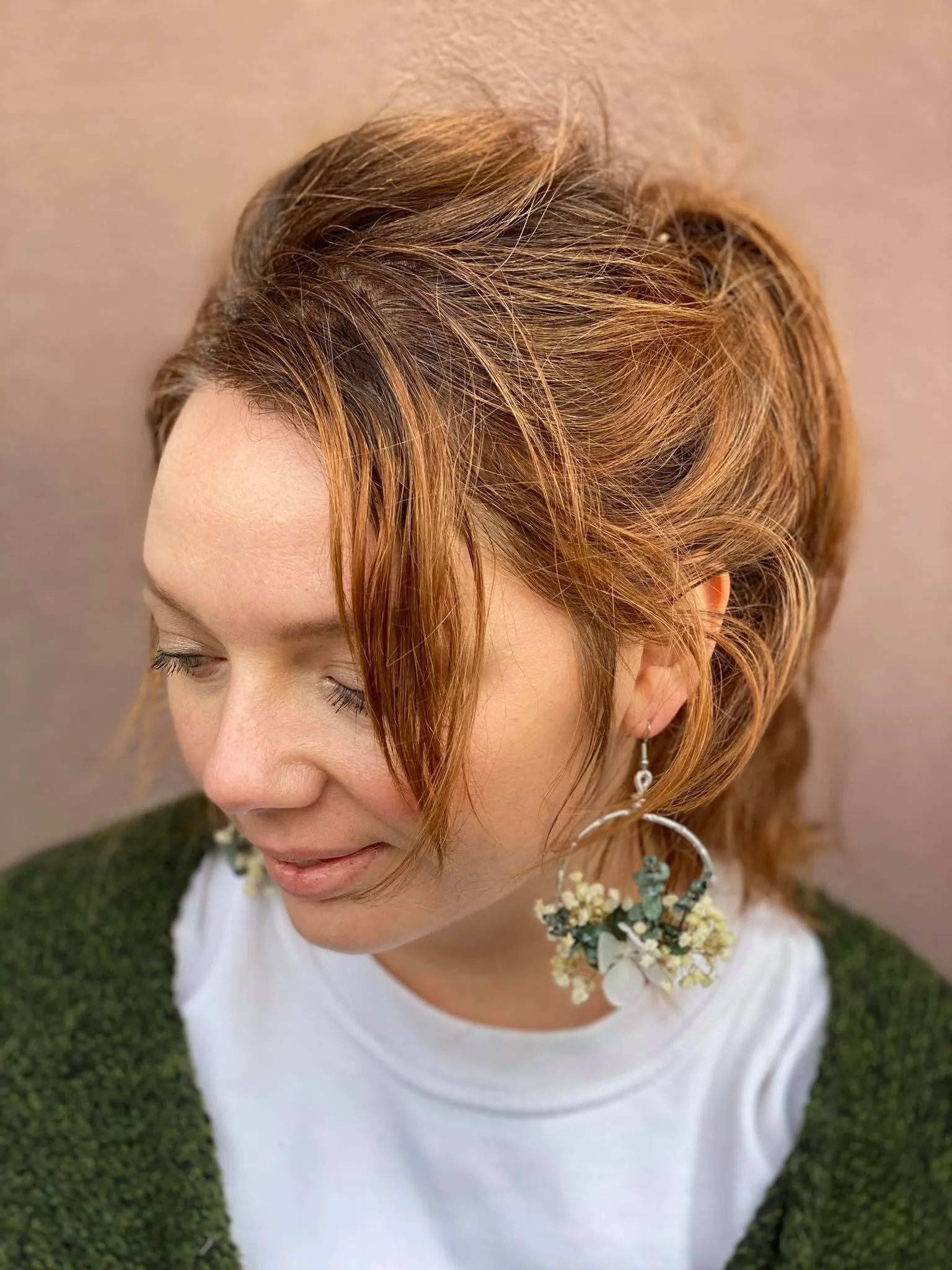 Baby's breath circle dangle earrings