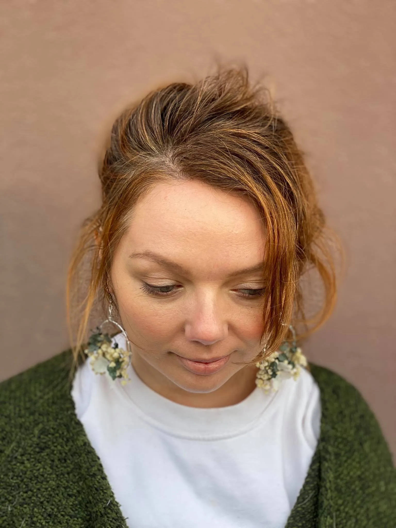 Baby's breath circle dangle earrings