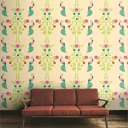 Beautiful Peacock Repeat Pattern Wallpaper