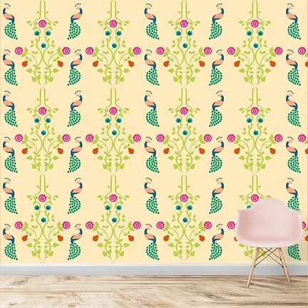Beautiful Peacock Repeat Pattern Wallpaper