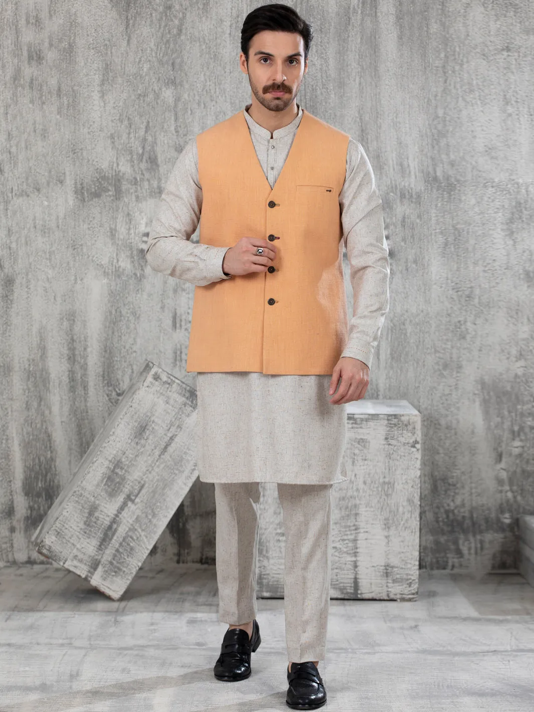 Beige Blended Waistcoat - AL-WC-416