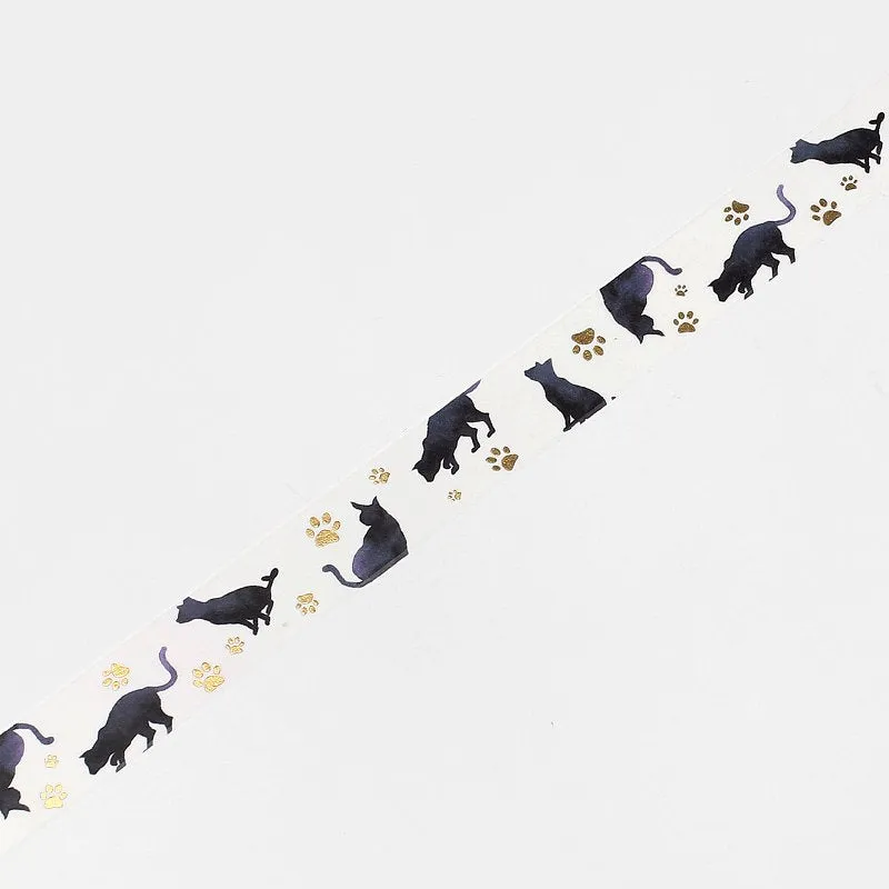 BGM Gold / Black Cat Washi Tape