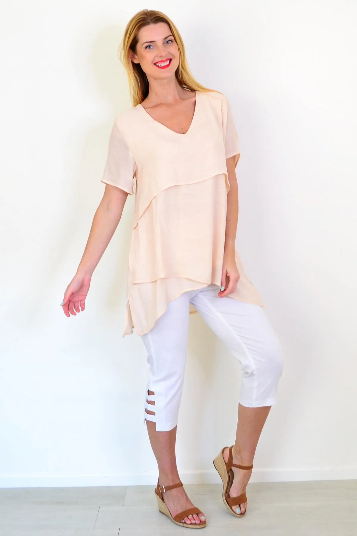 Bisque Weekend Layered Tunic Blouse