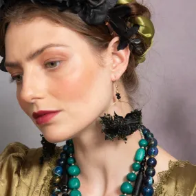 Black dangle hoop earrings