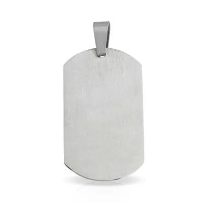Black Dog Tag Pendant Necklace Edge Silver Tone Stainless Steel Bead