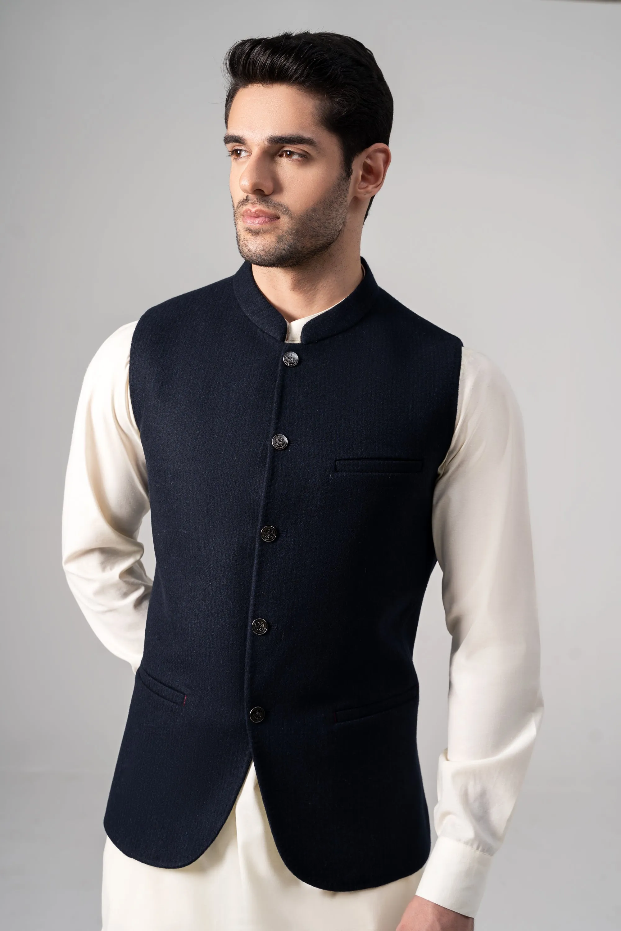 Blended Woolen Waistcoat - PREMIUM COLLECTION NAVY