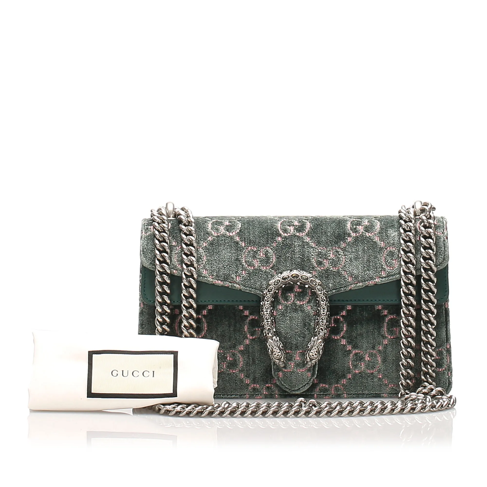 Blue Green Small GG Velvet Dionysus Shoulder Bag
