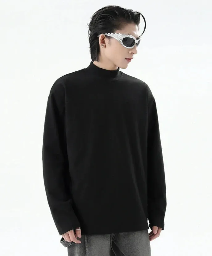 Boxy Mock-Neck Long Sleeve Sweatshirt