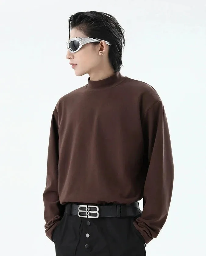 Boxy Mock-Neck Long Sleeve Sweatshirt