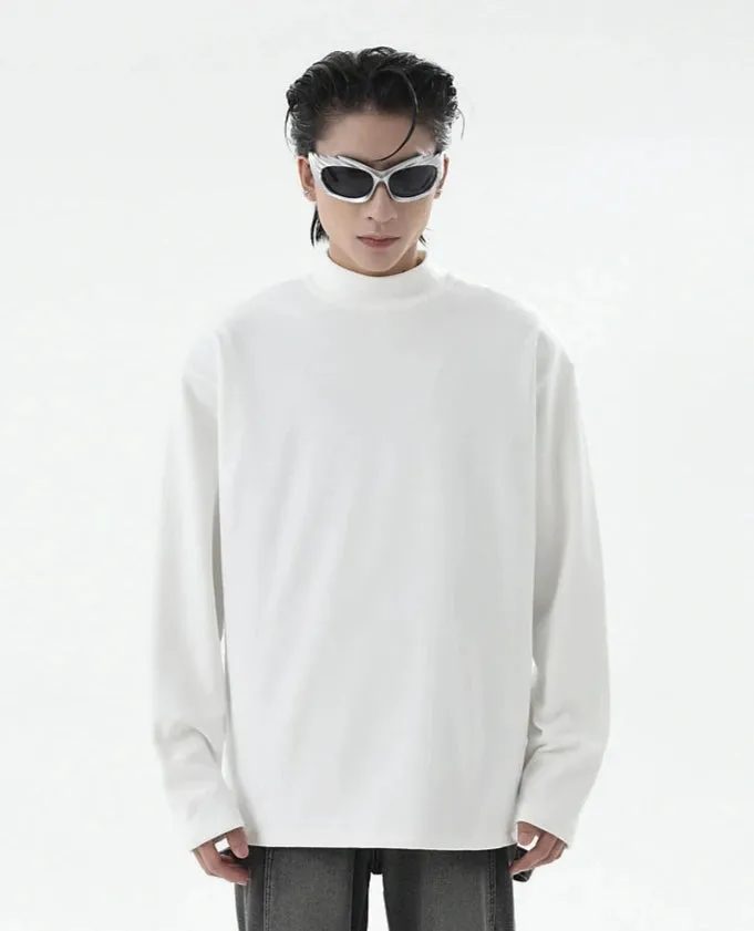 Boxy Mock-Neck Long Sleeve Sweatshirt