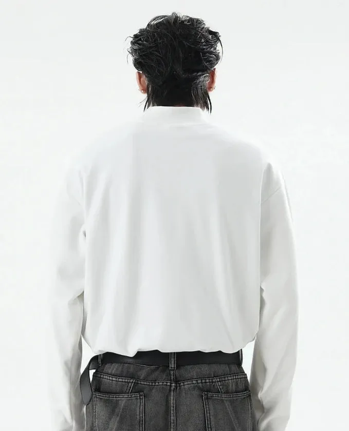 Boxy Mock-Neck Long Sleeve Sweatshirt