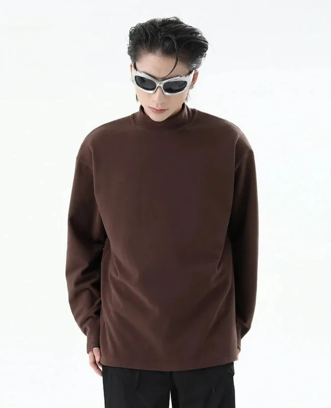 Boxy Mock-Neck Long Sleeve Sweatshirt