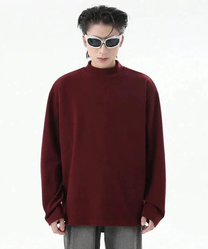Boxy Mock-Neck Long Sleeve Sweatshirt