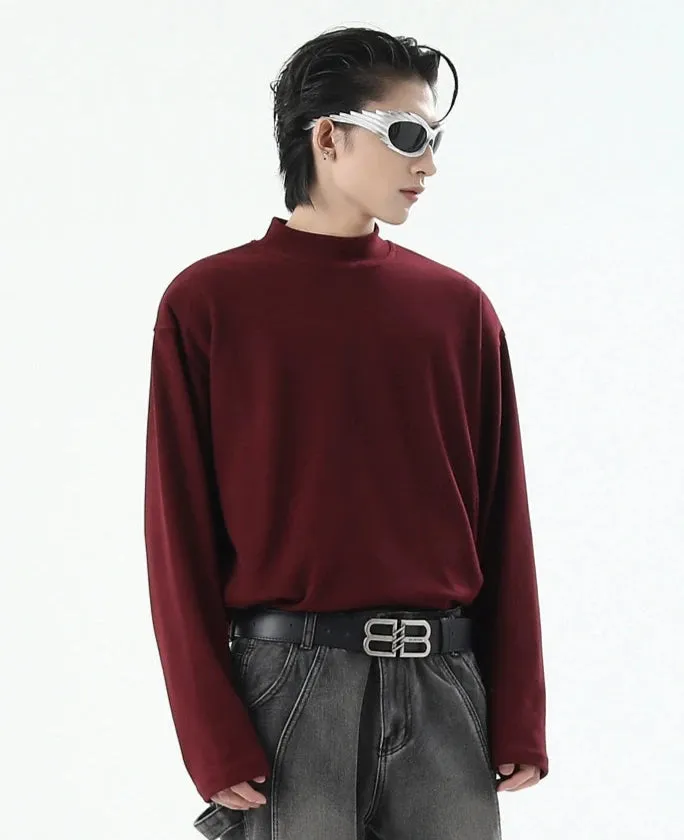 Boxy Mock-Neck Long Sleeve Sweatshirt
