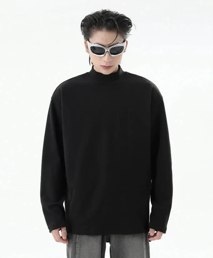 Boxy Mock-Neck Long Sleeve Sweatshirt