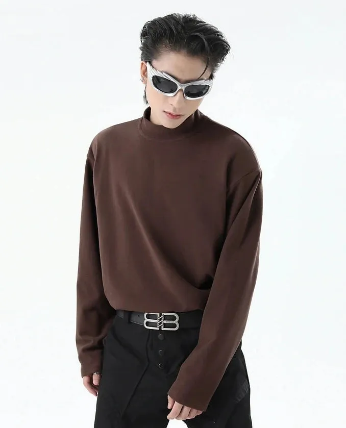 Boxy Mock-Neck Long Sleeve Sweatshirt