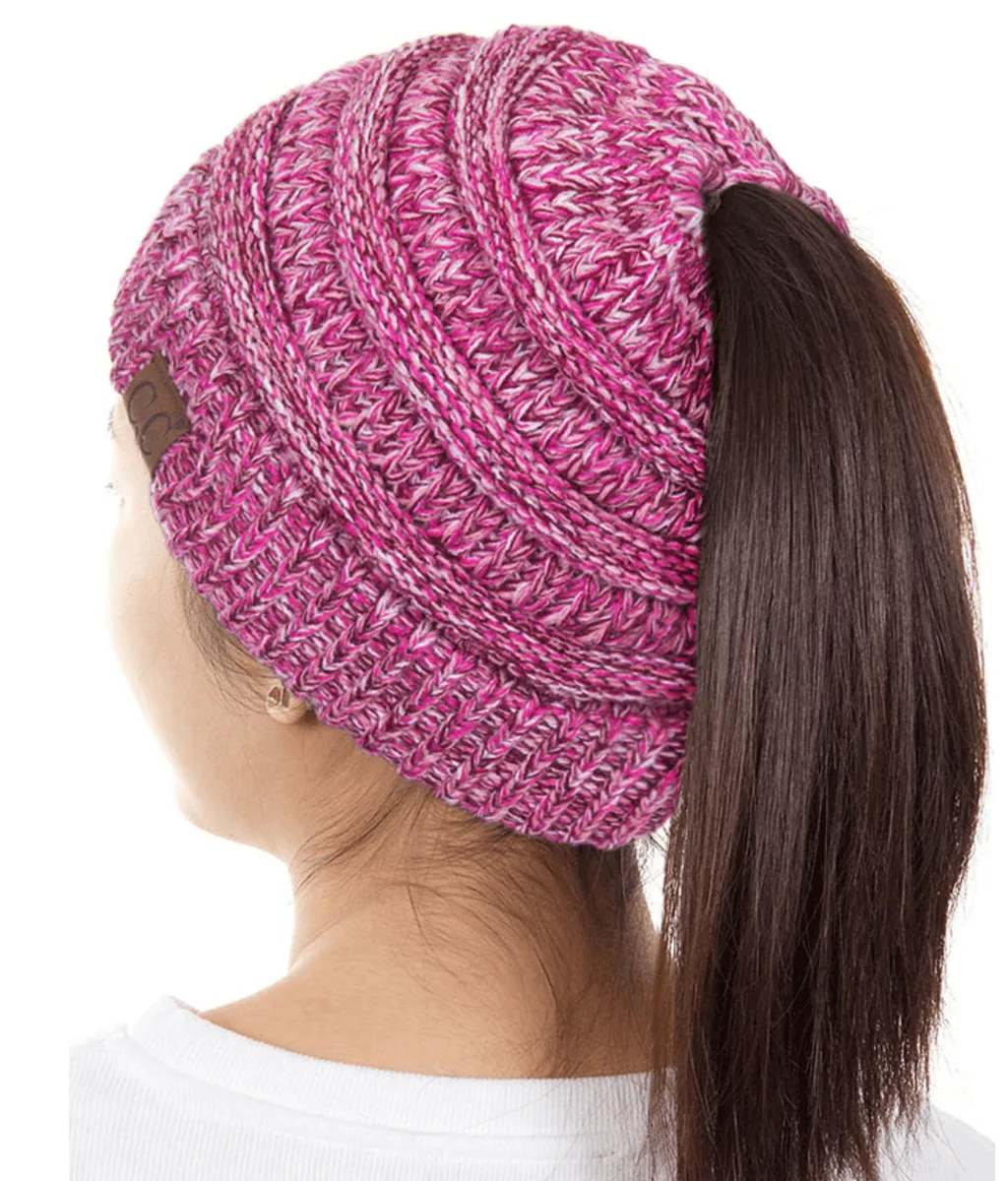 C.C FOUR TONE PONYTAIL BEANIE-MB-816A
