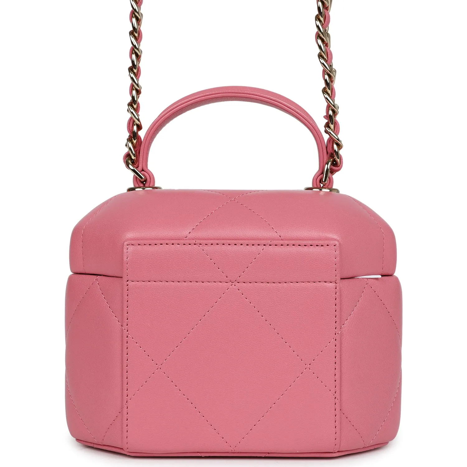Chanel Mini Hexagon Top Handle Vanity Case Dark Pink Lambskin Gold Hardware