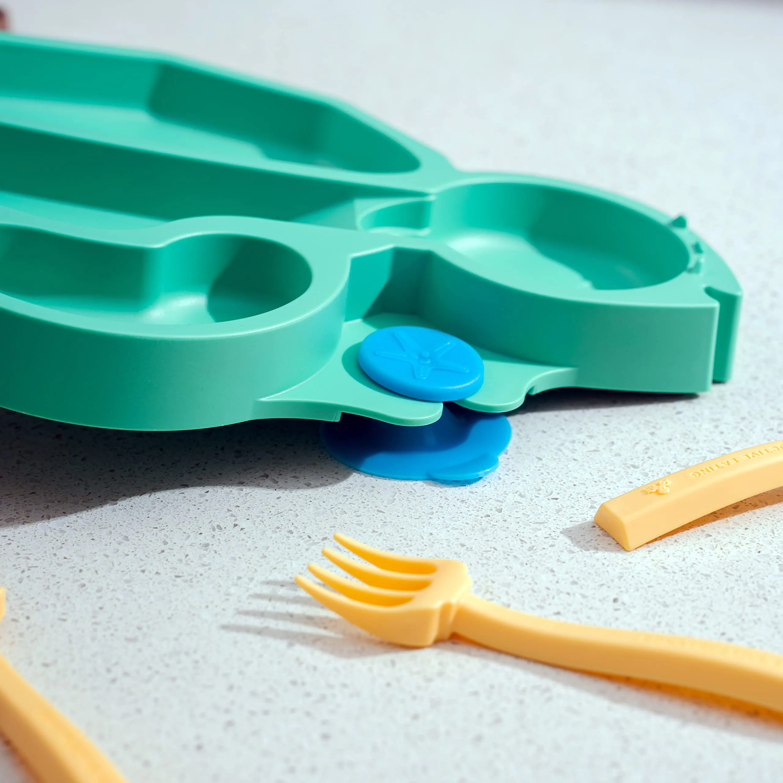Constructive Eating Plate Made in USA | Constructive Baby | Kids Dinnerware Set, Green Turtle Plate | Divided Suction Plates for Toddlers – Made with Materials Tested for Safety